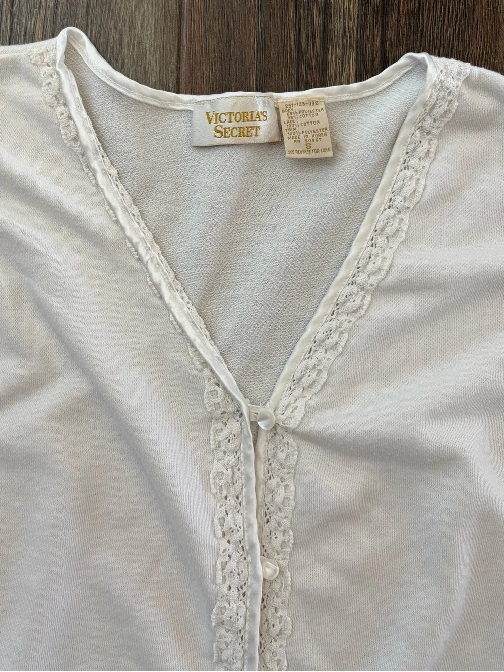 Vtg 90s Gold Label Victorias Secret Button-Front Cardigan Womens Sm White Lace